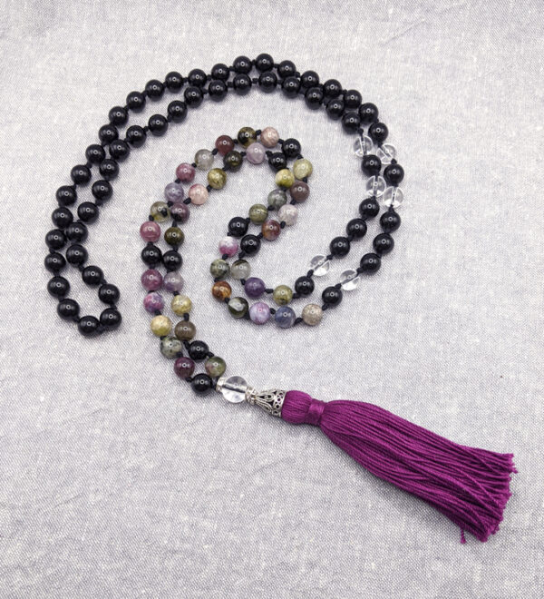 Tourmaline Obsidian Mala