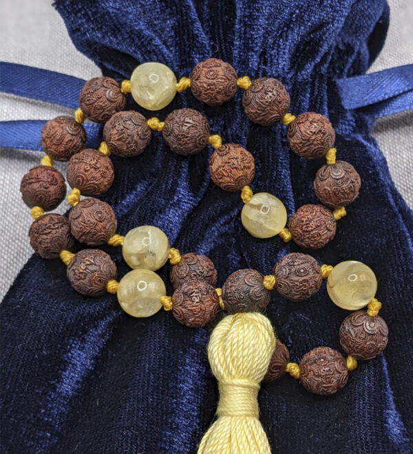 Rosewood and Yellow Lepidolite Pocket Mala - Image 3