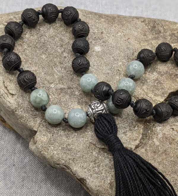 Black Sandalwood Burma Jade Pocket Mala - Image 2