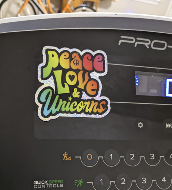 Peace Love Unicorns Glitter Sticker - Image 3