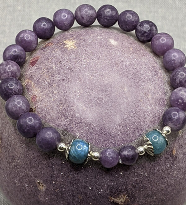 Lepidolite and Blue Apatite Bracelet - Image 2