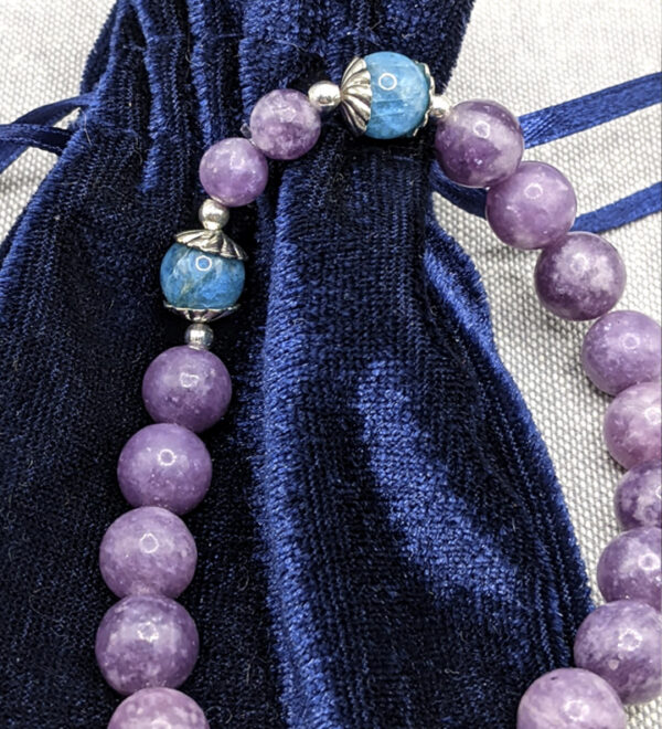 Lepidolite and Blue Apatite Bracelet - Image 3