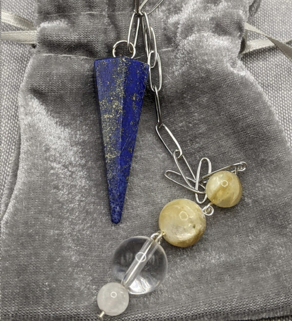 Lapis Golden Yellow Lepidolite Pendulum - Image 3