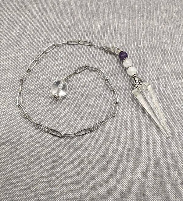 Clear Quartz Moonstone Pendulum