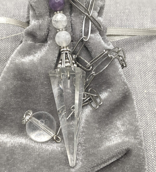 Clear Quartz Moonstone Pendulum - Image 3